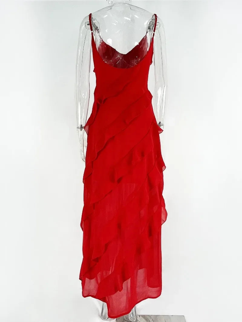Elegante Avondjurk met Ruchende Ruffles