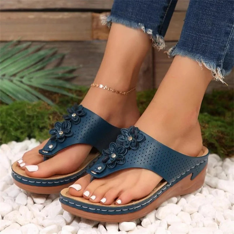 Dames Comfortabele Orthopedische Sandalen met Bloemdetail