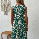Zomerjurk met plantenprint en zonder mouwen