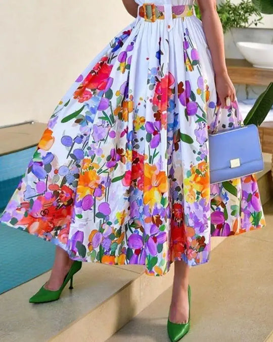 Elegante midi-jurk met bloemenpatroon