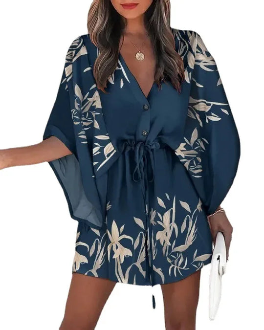 Zomerse jurk met print en brede mouwen