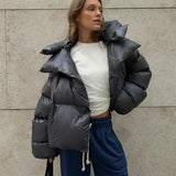 Bonnyshow Dames Winter Puffer Jas | Warme Katoenen Parka met Capuchon | Losse Gequiltde Broodjas met Rits