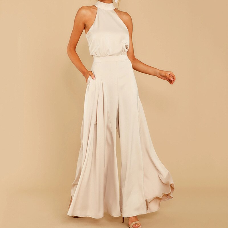 Elegante Dames Jumpsuit | Halter & Wijde Pijp | Stijlvol & Comfortabel