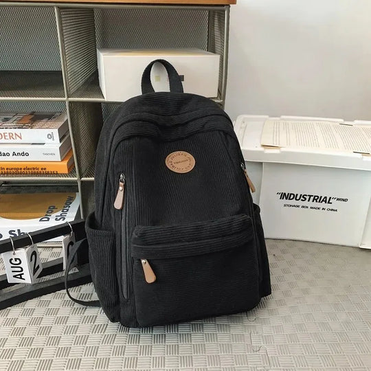 Corduroy Rugzak voor Studenten – Grote Capaciteit – Unisex Schoudertas voor School, Reizen en Dagelijks Gebruik