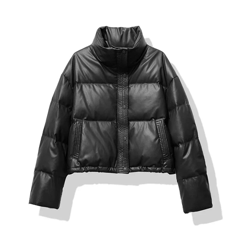 Dames Puffer Jacket | Opstaande Kraag | Kort Gequilte Ontwerp