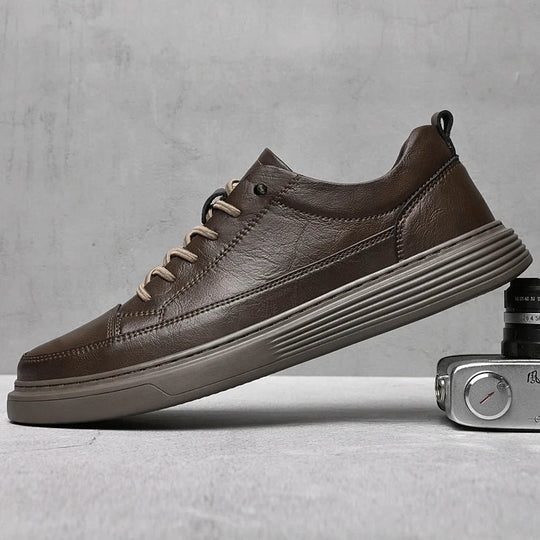 Heren Lage Sneakers met Tonale Stiksels en Vetersluiting
