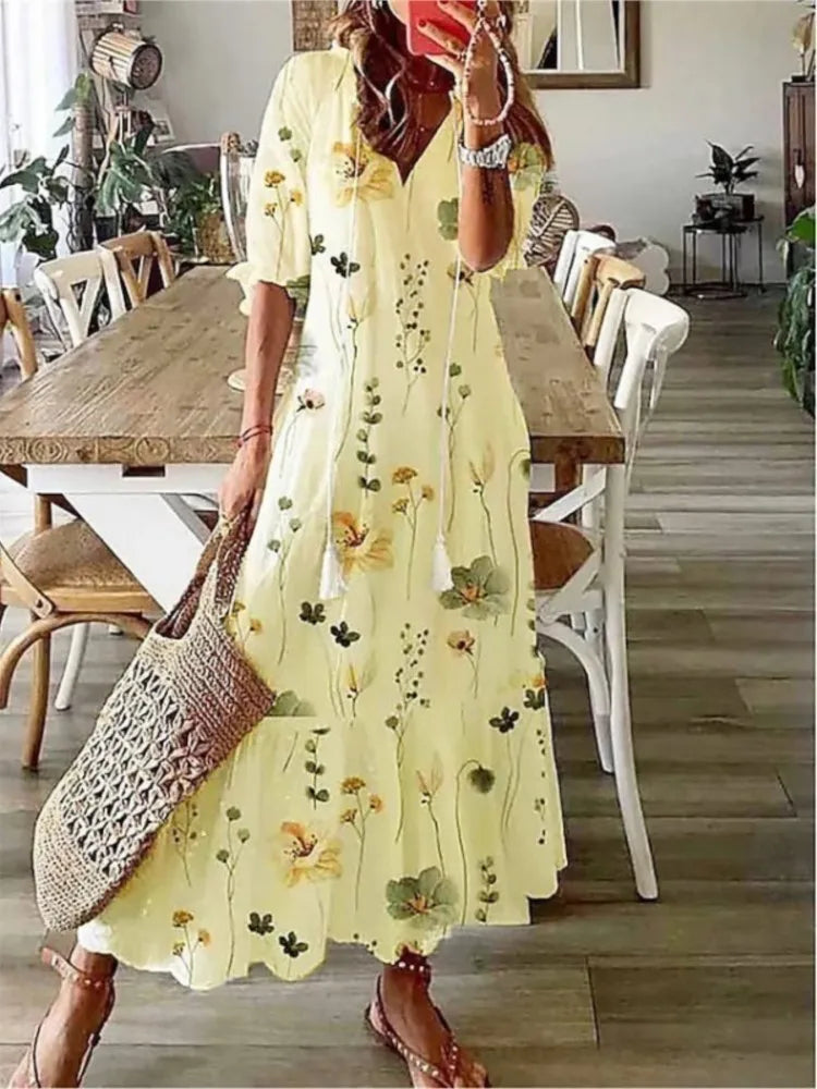 Luchtige Dames Maxi Jurk met Bloemenpatroon