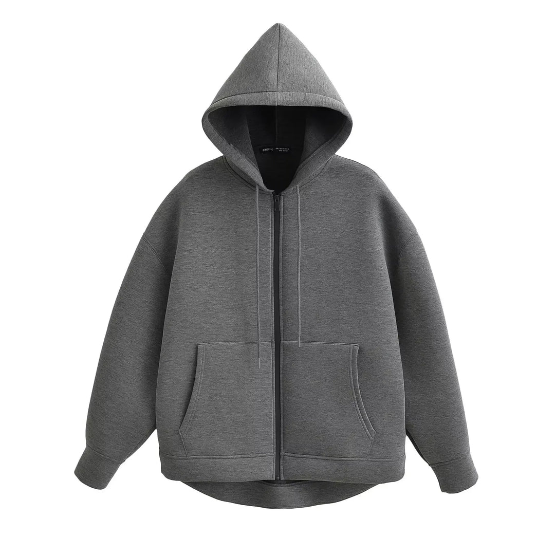 Dames Oversized Zip-Up Hoodie met Trekkoord Capuchon en Zakken