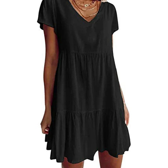 Luchtige Zomer Mini Jurk met V-Hals