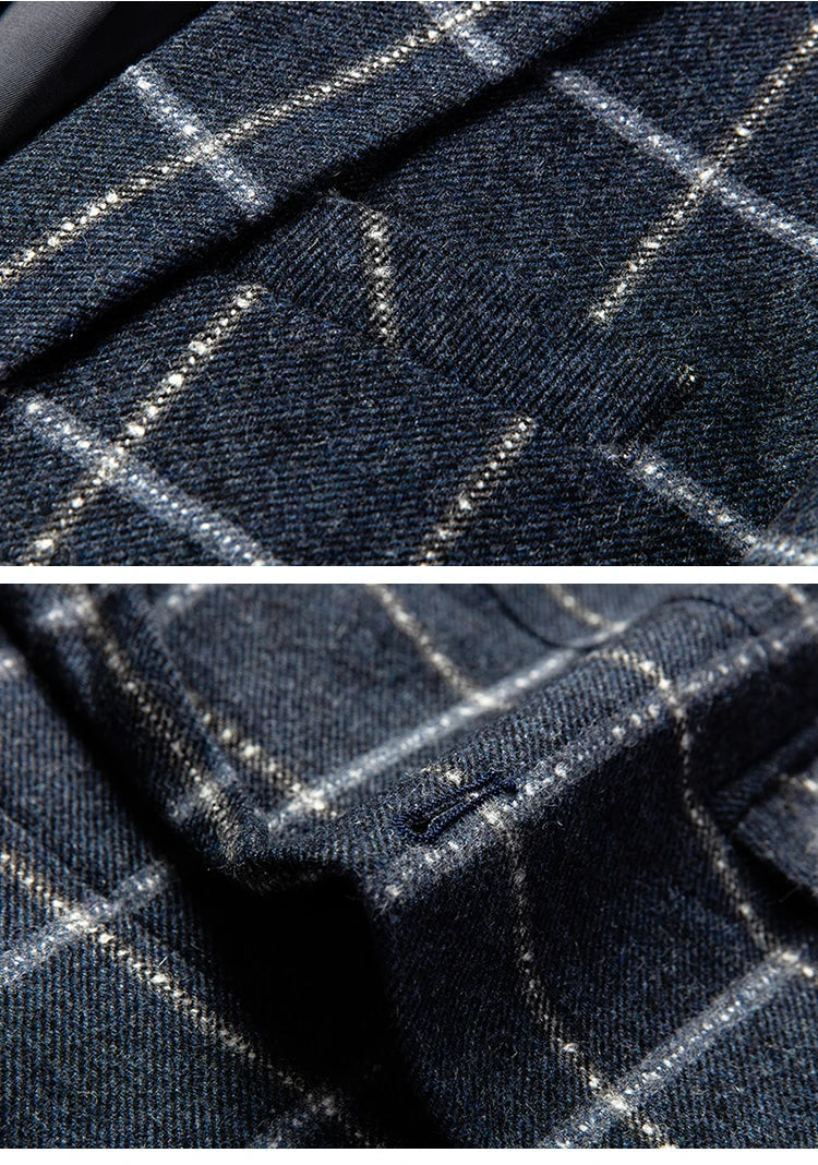 Milano | Elegante Geruite Blazer in Donkerblauw