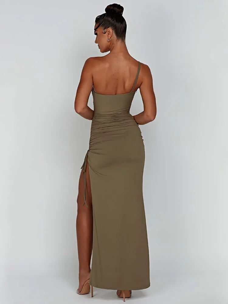 Dames Maxi Jurk Eén Schouder met Asymmetrische Splits