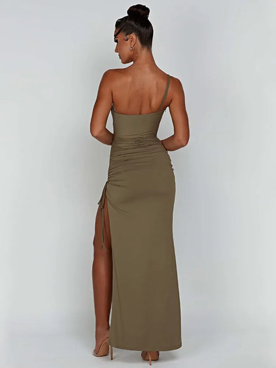 Dames Maxi Jurk Eén Schouder met Asymmetrische Splits