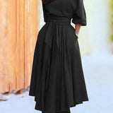 Elegante dames midi-jurk met blote schouder en riem