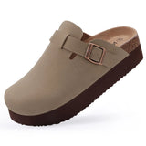 Dames suède sandalen met kurken zool