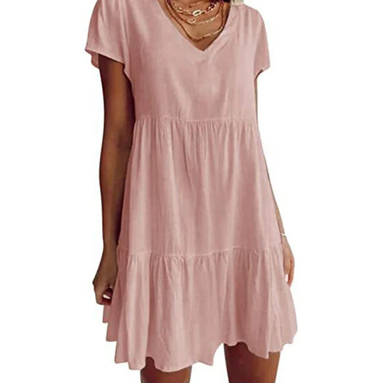 Luchtige Zomer Mini Jurk met V-Hals