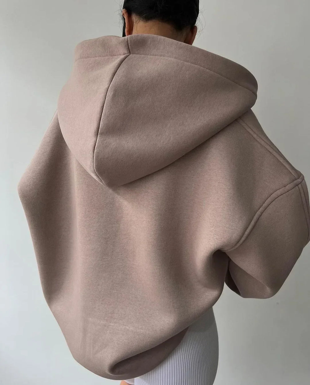Dames Oversized Pullover Hoodie met Open V-Hals Kraag Ontwerp