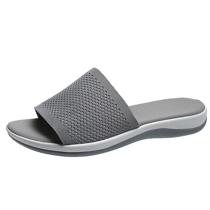 Dames Slippers met Stoffen Band en Comfortabele Zool