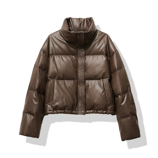 Dames Puffer Jacket | Opstaande Kraag | Kort Gequilte Ontwerp