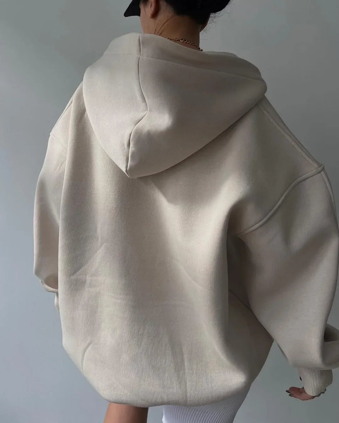 Dames Oversized Pullover Hoodie met Open V-Hals Kraag Ontwerp