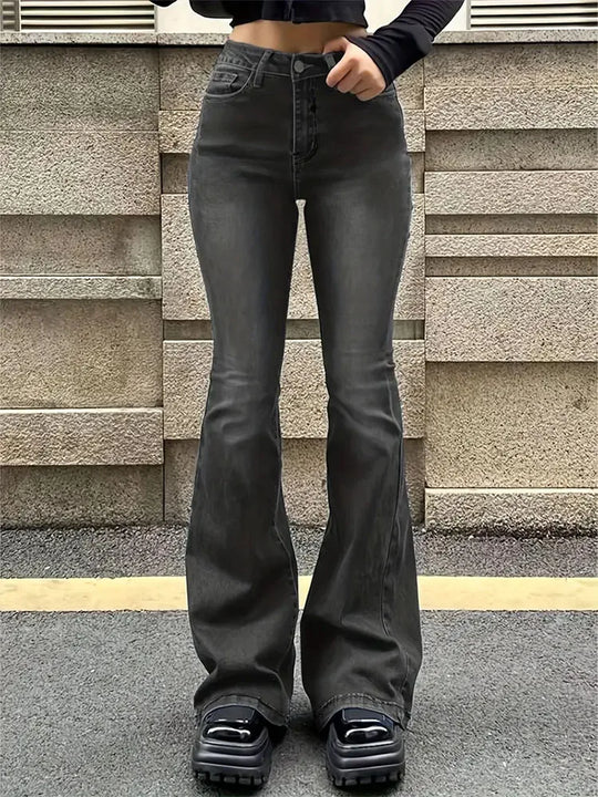 Dames hoge taille jeans flared
