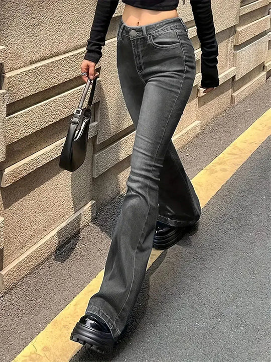 Dames hoge taille jeans flared