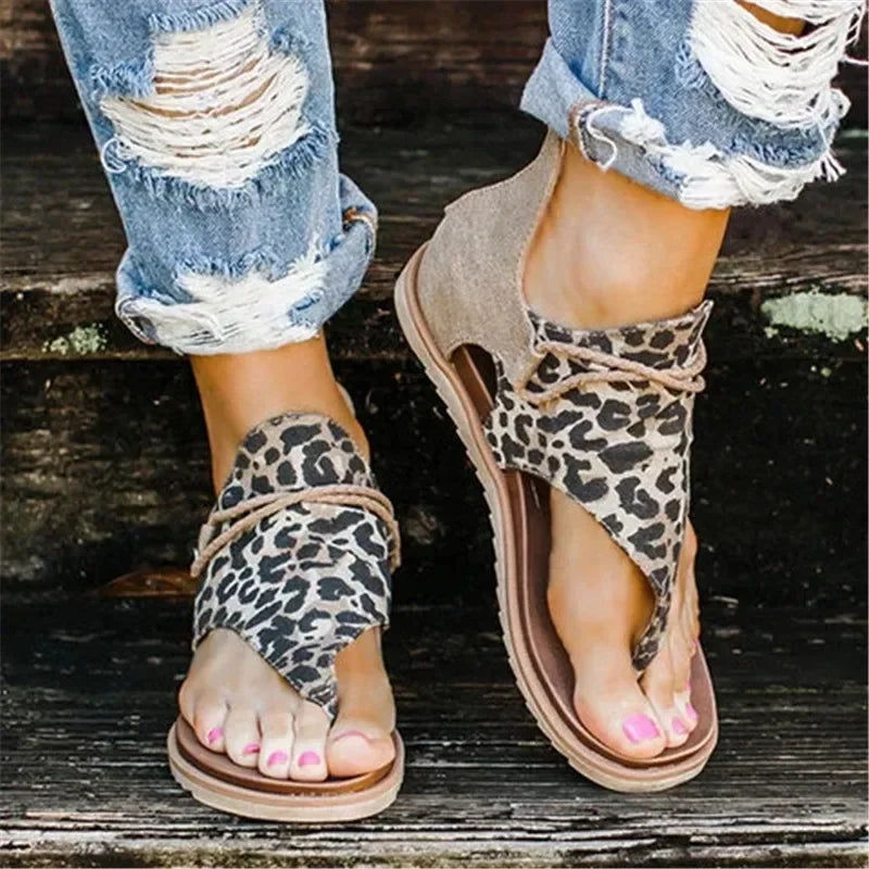 Dames Sandalen met Slangenprint en Originele Vetersluiting