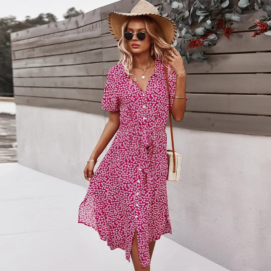Zomer midi jurk met bloemenprint