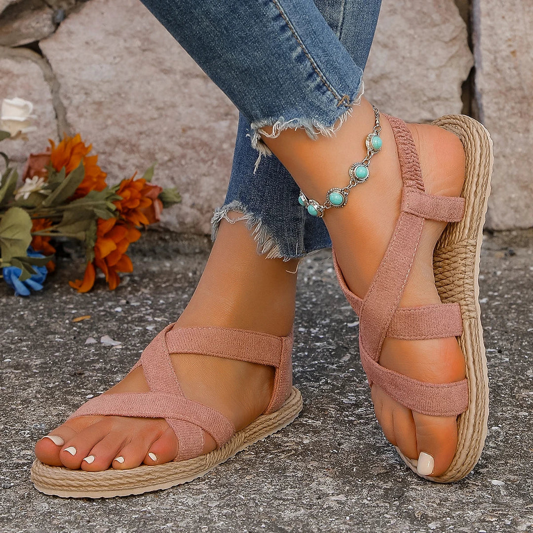 Dames sandalen op espadrille platform