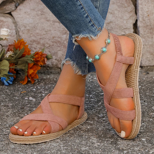 Dames sandalen op espadrille platform