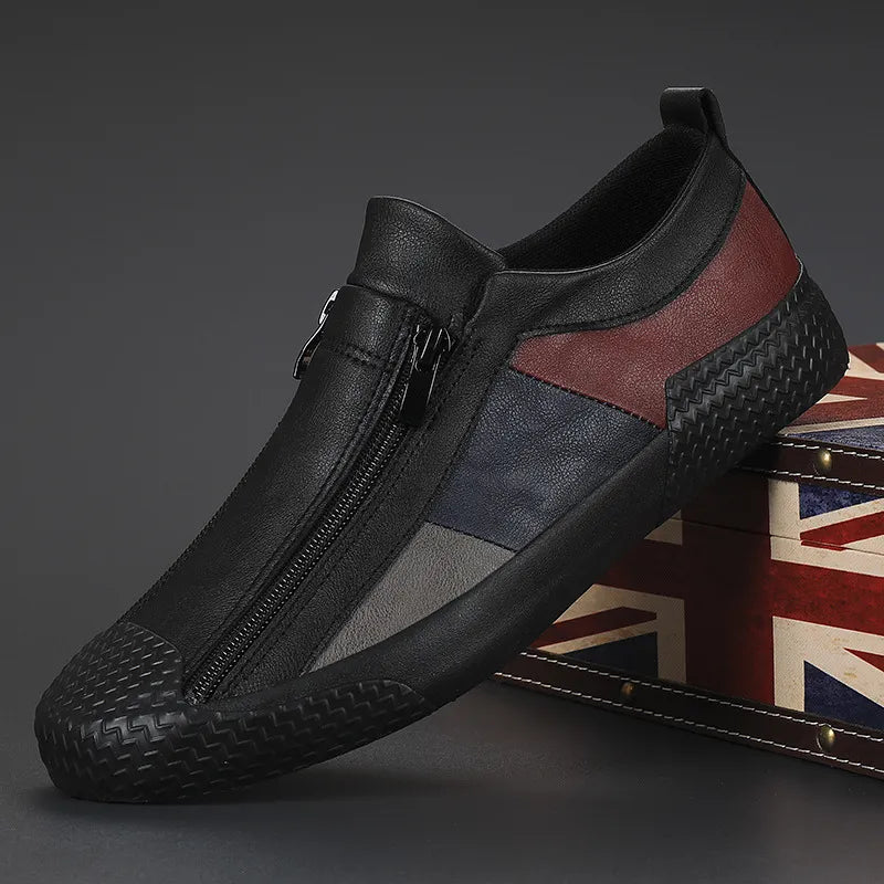 Heren Slip-On Casual Sneakers met Zijrits en Contrastpanelen