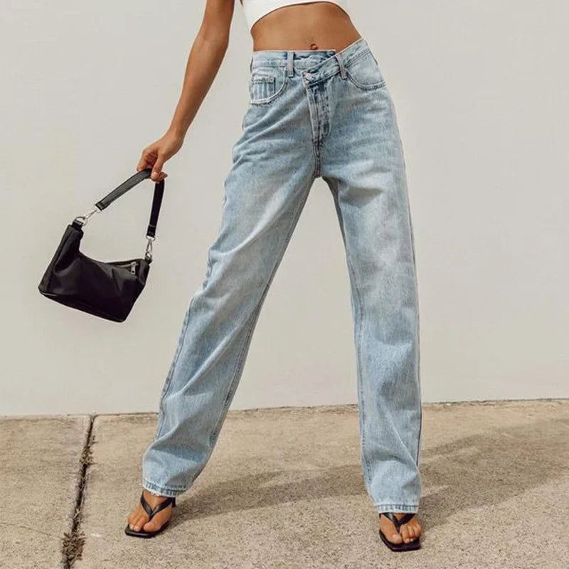 Dames Klassieke Rechte Jeans in Licht Kleur