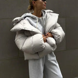 Bonnyshow Dames Winter Puffer Jas | Warme Katoenen Parka met Capuchon | Losse Gequiltde Broodjas met Rits