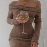 Tricot jurk met blote schouders