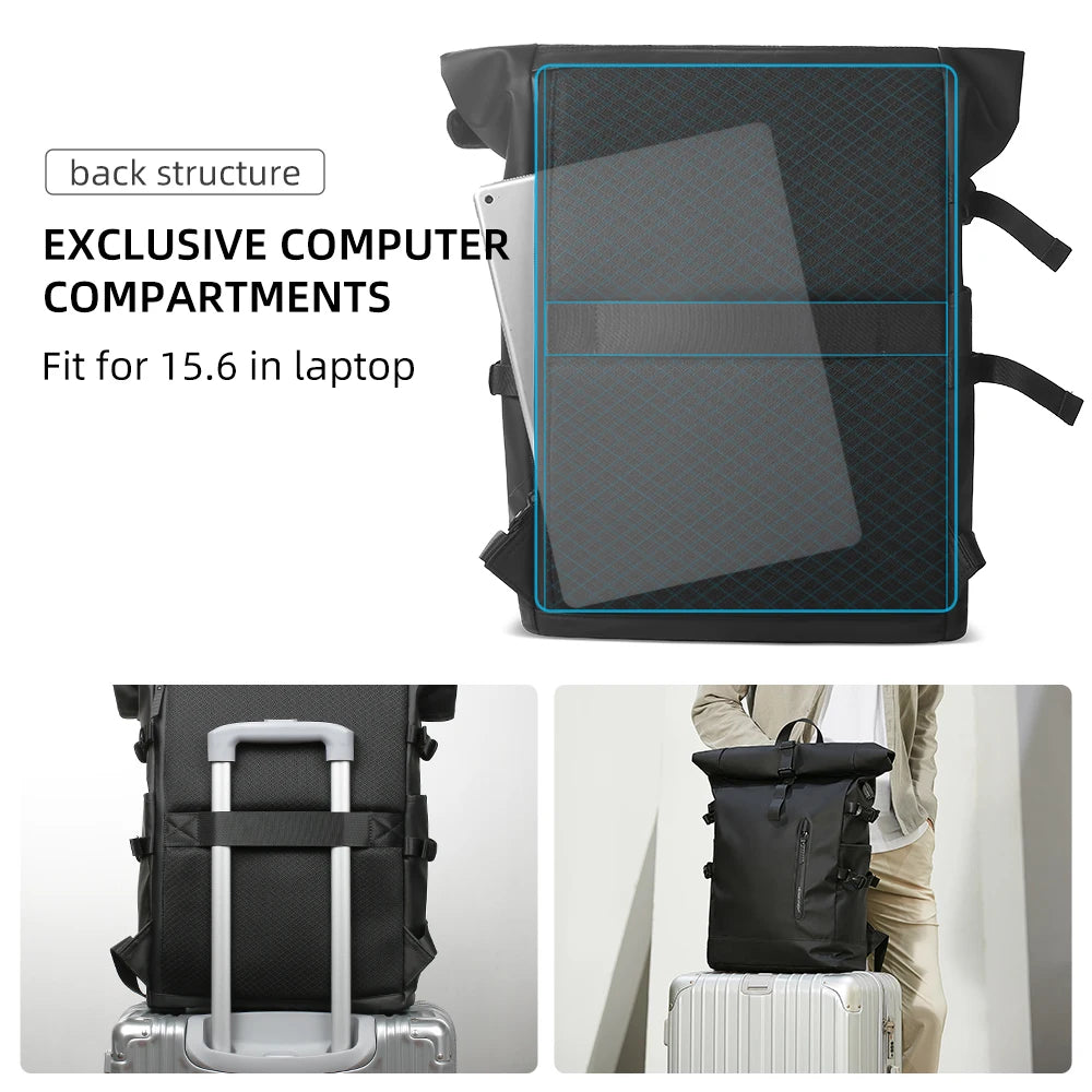 HK Waterdichte Reistas met USB – Uitbreidbare Rugzak – 15.6 inch Laptop Rugtas voor Reizen, Fietsen en Outdoor