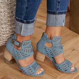 Dames Sandalen met Hak en Ażurower Patroon
