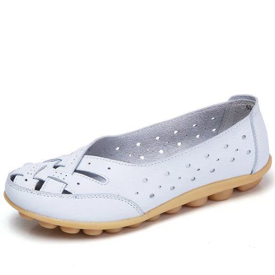 Dames orthopedische leren ballerina's – comfortabele open schoenen voor dagelijks gebruik