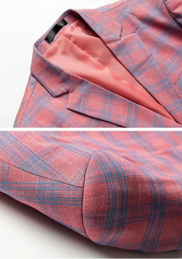 Guillano | Elegante Ruit Blazer in Roze