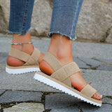 Dames sandalen op sportieve zool met textiele banden