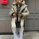 Bonnyshow Dames Winter Puffer Jas | Warme Katoenen Parka met Capuchon | Losse Gequiltde Broodjas met Rits
