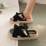 Dames sandalen met strik en decoratieve zool