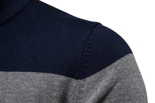 Heren Gestreepte Quarter-Zip Trui met Modern Slim Fit Ontwerp