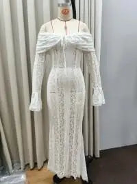 Dames koronkajurk maxi met blote schouders