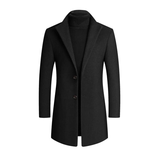 Heren Slim Fit Lange Jas | Klassiek Revers | Knopsluiting