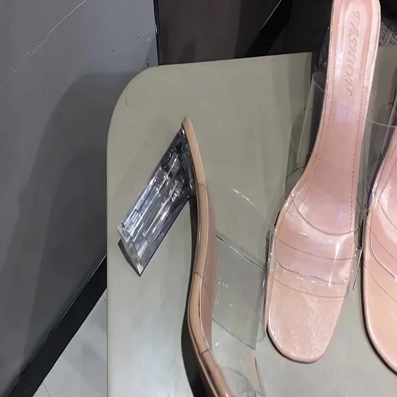 Doorzichtige dames sandalen met hak