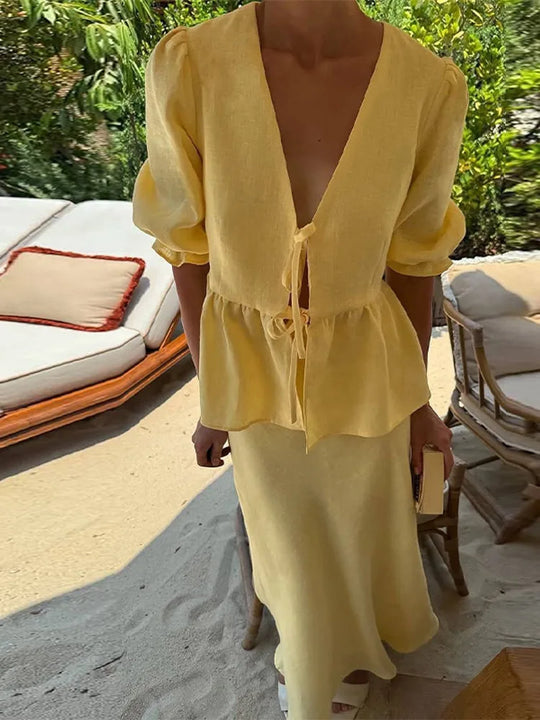 Dames | 2-delige Set | Blouse | Lange Rok | Elegant | Klassiek | Vrouwelijk