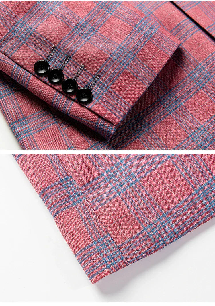 Guillano | Elegante Ruit Blazer in Roze