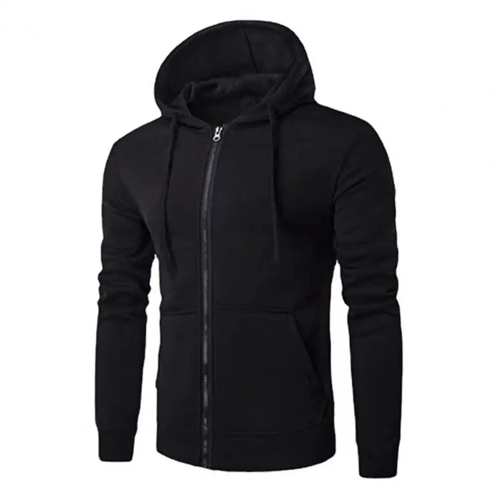 Heren Zip-Up Sport Hoodie met Trekkoord Capuchon en Slim Fit