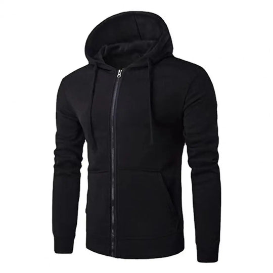 Heren Zip-Up Sport Hoodie met Trekkoord Capuchon en Slim Fit