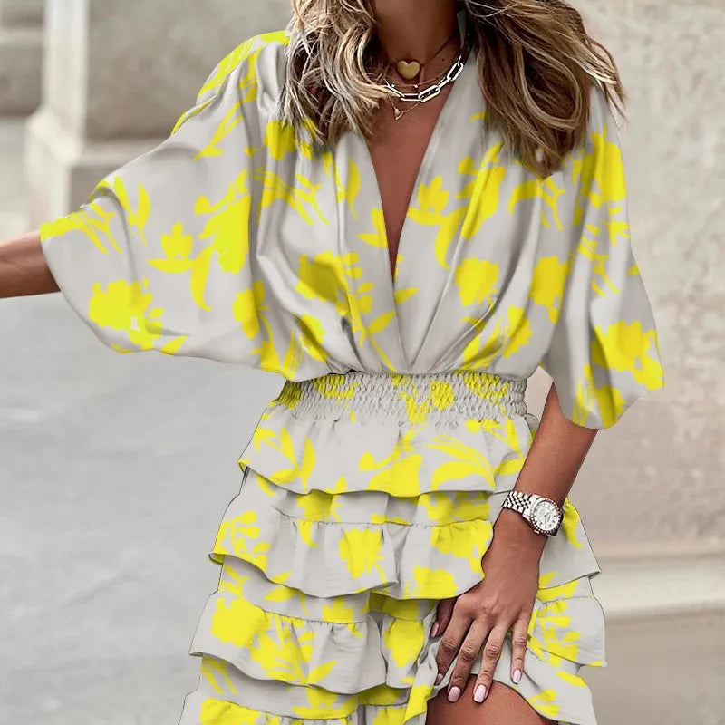 Kleurige Mini-jurk met Ruffles