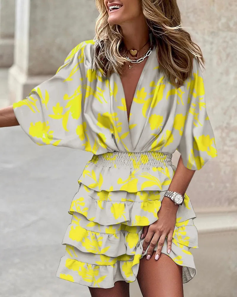Kleurige Mini-jurk met Ruffles